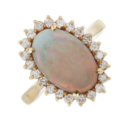 Lot 109 - An 18ct gold oval opal cabochon and...
