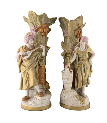 Lot 545 - A pair of very large Royal Dux figural vases,...