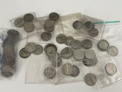 Lot 369 - A large quantity of silver sixpences including...