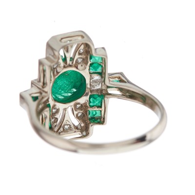 Lot 111 - An 18ct gold carved emerald cabochon and...