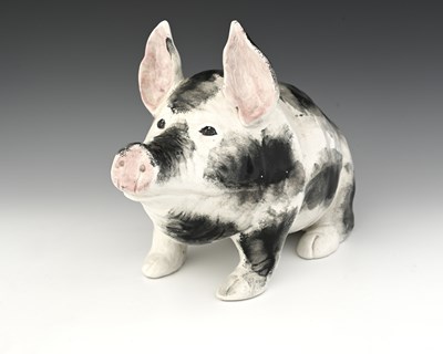 Lot 658 - A large Wemyss Ware pig, circa 1900, sponged...