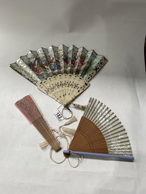 Lot 182 - A 19th century bone stick fan with...