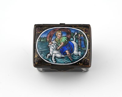 Lot 225 - A Renaissance revival Limoges enamel patch box,...