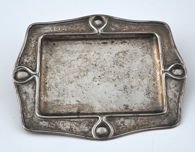 Lot 114 - An Arts and Crafts silver card tray,...