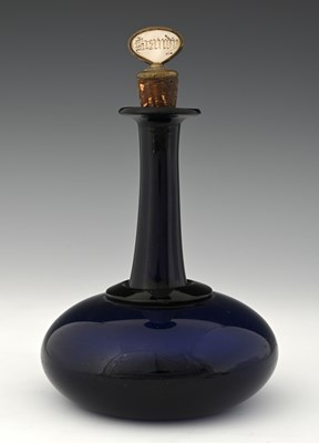 Lot 418 - A Bristol blue glass decanter with cork...