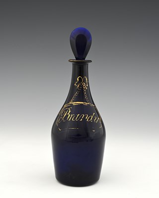 Lot 416 - A Bristol blue glass brandy decanter, club...