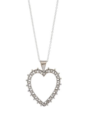 Lot 120 - A gold single-cut diamond heart-shape pendant,...