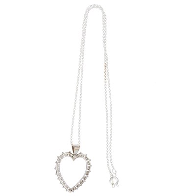 Lot 120 - A gold single-cut diamond heart-shape pendant,...