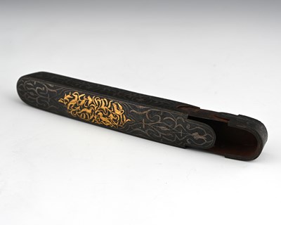 Lot 372 - An Islamic steel scribe's pen box, sliding...