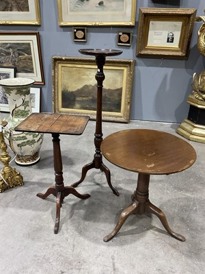 Lot 380 - A small round-top mahogany tripod coffee table,...