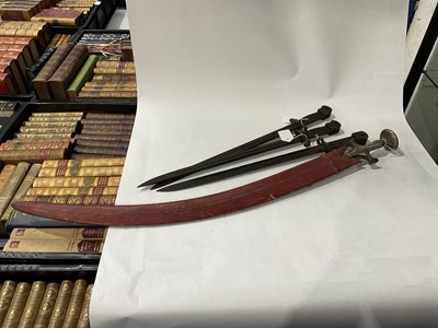 Lot 160 - An Indian Tulwar sword with sunburst relief...