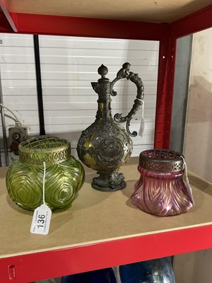 Lot 136 - A Renaissance revival pewter and lemon yellow...