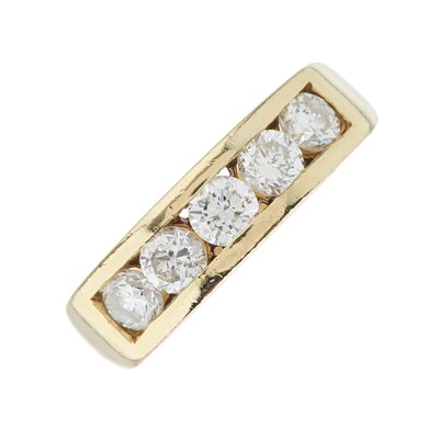 Lot 144 - An 18ct gold brilliant-cut diamond five-stone...