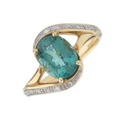 Lot 146 - An 18ct gold oval-shape blue tourmaline dress...