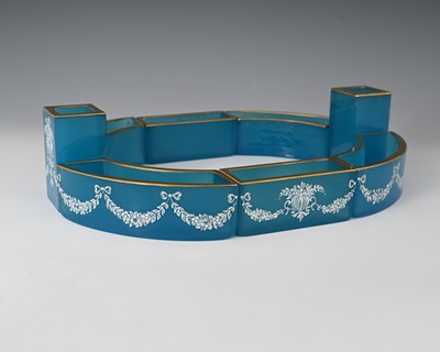 Lot 445 - An opaline glass centrepiece of eight vessels,...