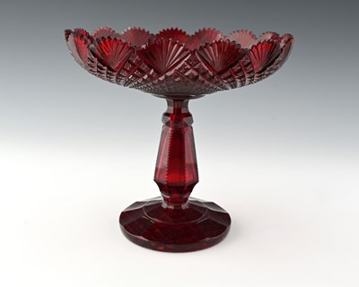 Lot 437 - A Bohemian red washed glass comport, the...