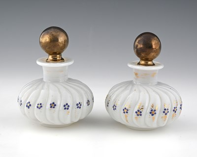 Lot 422 - A pair of French opaline glass scent bottles,...