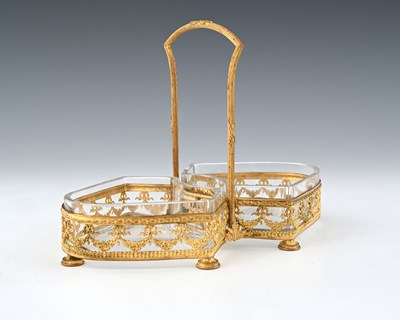 Lot 220 - A French gilt metal and glass double basket,...