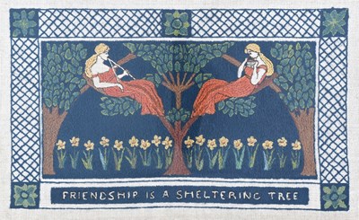 Lot 186 - An Arts & Crafts woolwork sampler, 'Friendship...