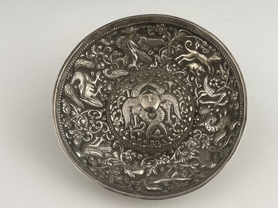 Lot 348 - A silver-coloured white metal repousse bowl of...