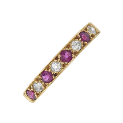 Lot 166 - An 18ct gold alternating ruby and old-cut...