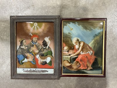 Lot 281b - Two reverse glass paintings, after Rubens,...