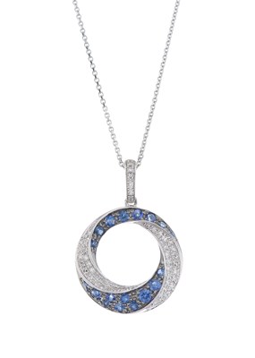 Lot 175 - A 14ct gold pave-set sapphire and diamond...