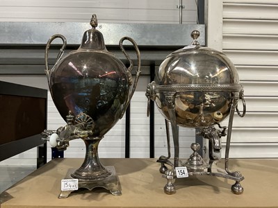 Lot 154 - Two 19th century silver plated samovar, one...