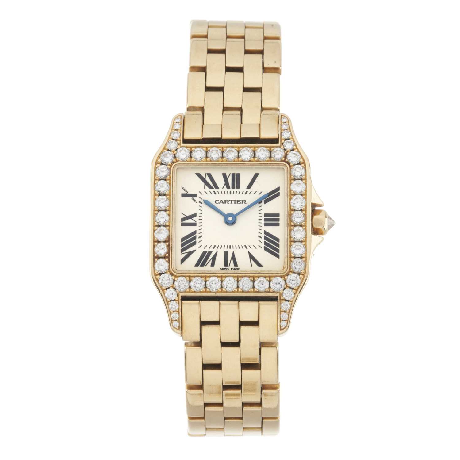 224 - Cartier, an 18ct gold diamond set Demoiselle bracelet watch