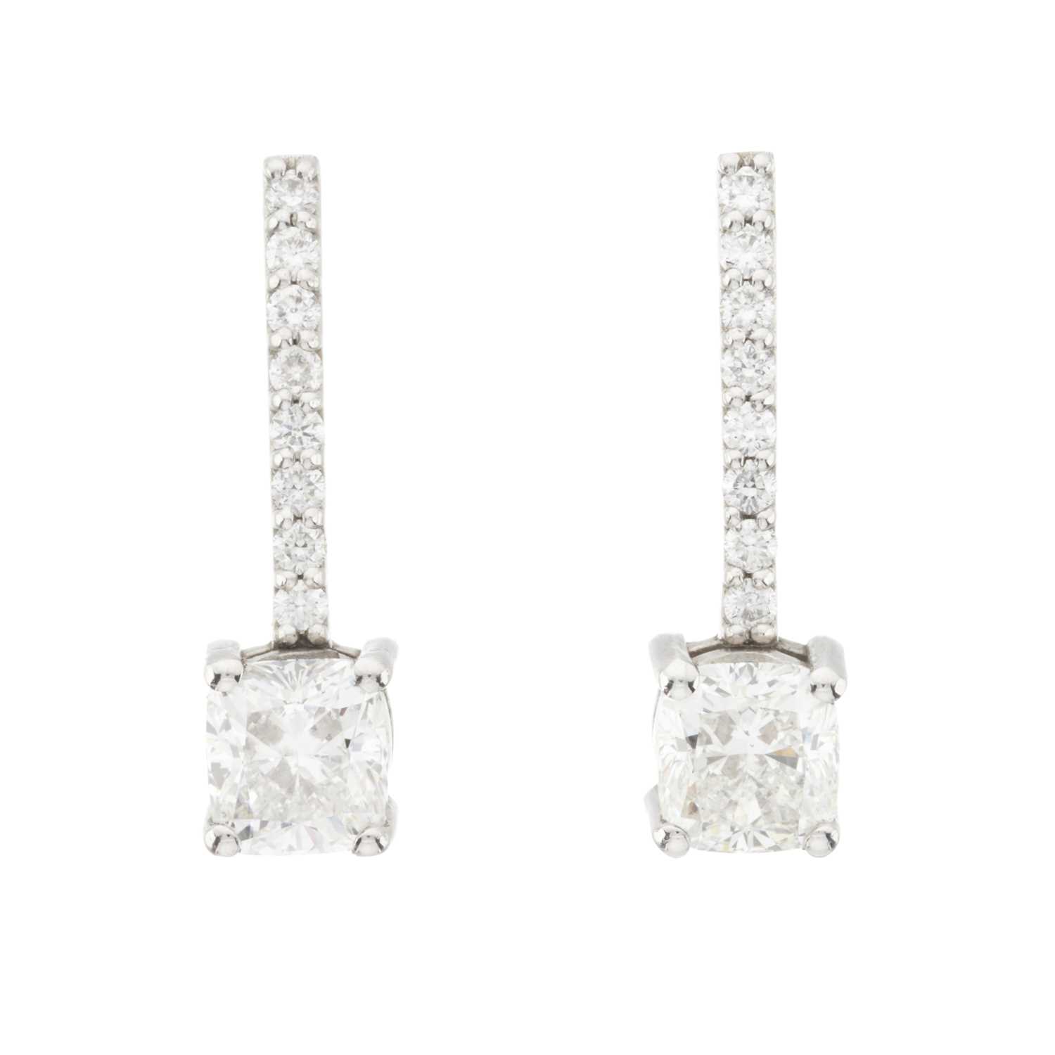 Lot 190 - A pair of 18ct gold diamond earrings