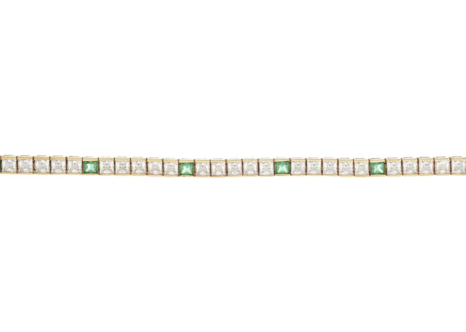 Lot 170 - An 18ct gold cubic zirconia line bracelet
