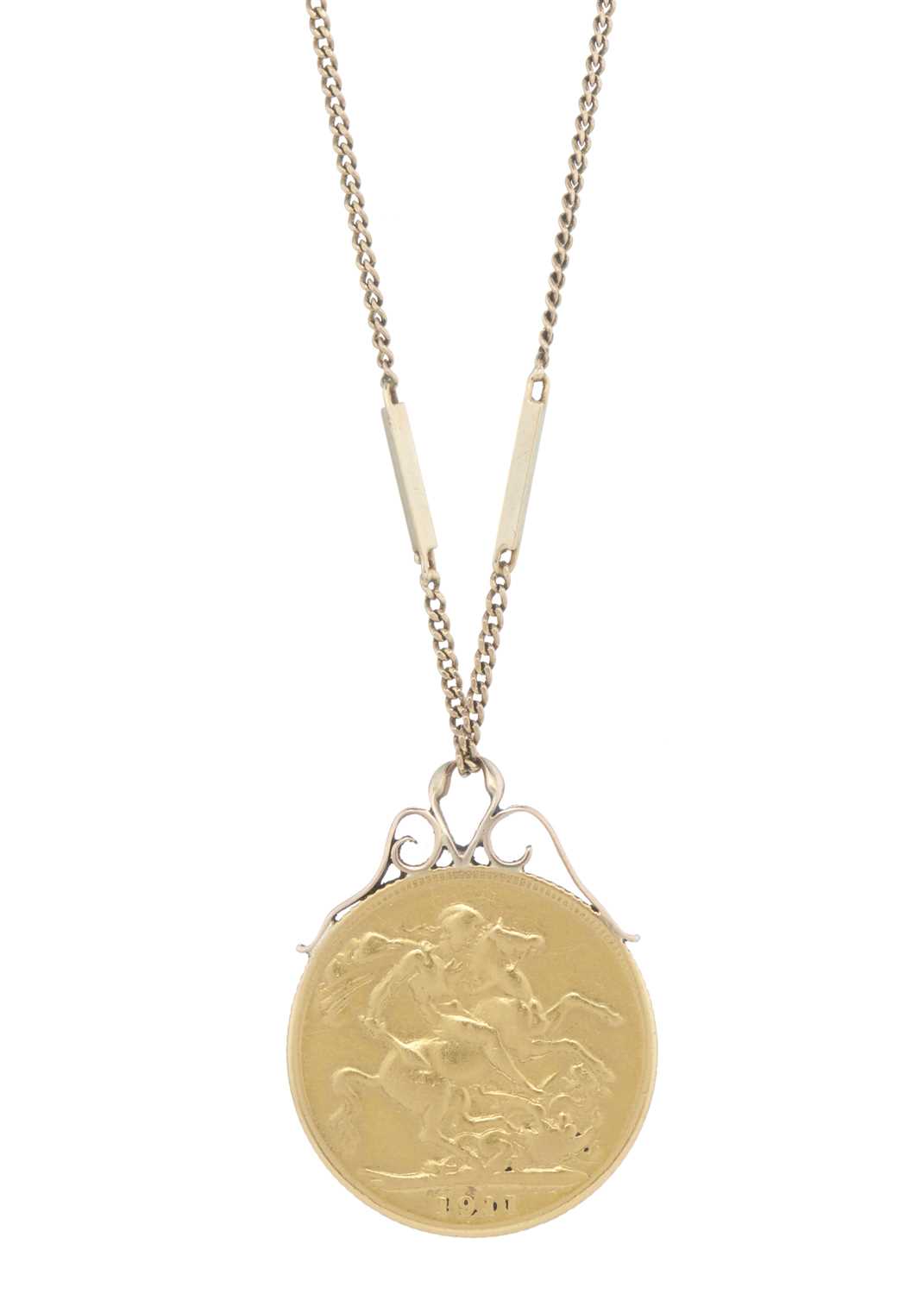Lot 179 - George V, a gold full sovereign coin pendant, with chain
