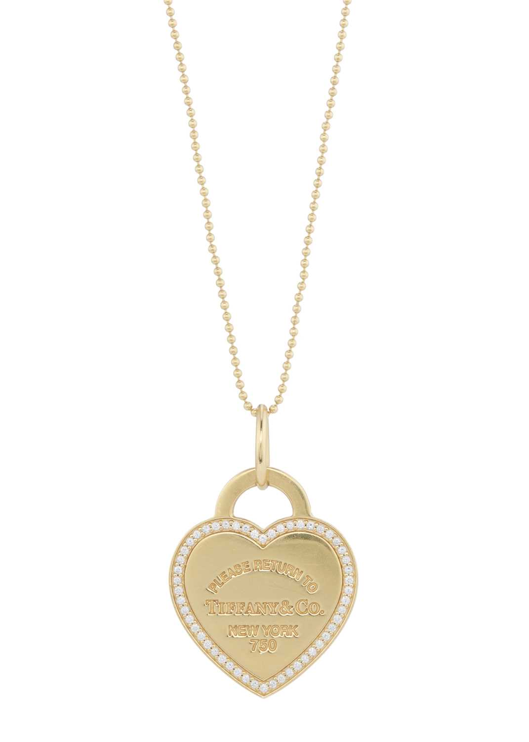 Lot 122 - Tiffany & Co., an 18ct gold diamond Return to Tiffany heart necklace
