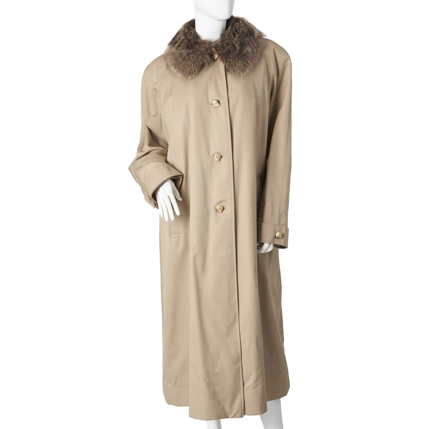 Lot 283 - Aquascutum, an Aqua 5 beige fur-lined coat.