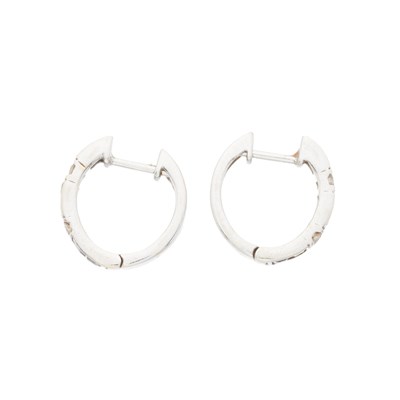 Lot 166 - A pair of 18ct gold sapphire and diamond hoop earrings