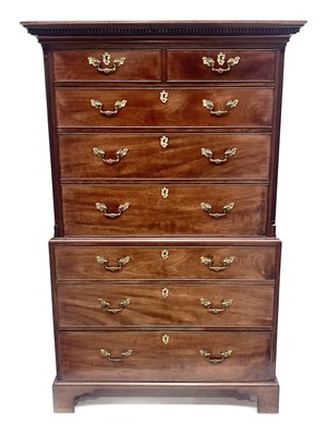 Lot 231 - A George III mahogany chest on chest, circa...