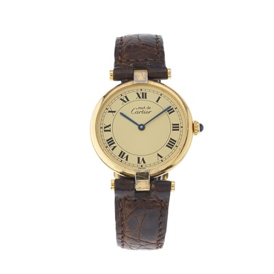 Lot 229 - Cartier, a gold plated Must de Cartier wrist...