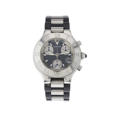 Lot 230 - Cartier, a stainless steel Chronoscaph 21...