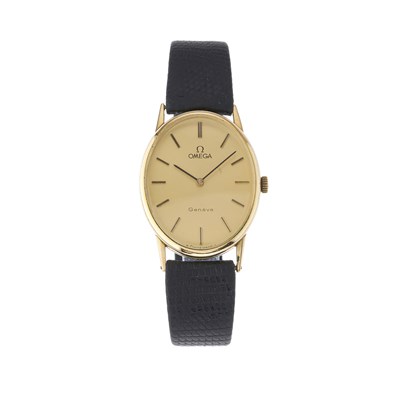 Lot 236 - Omega, a gold plated Geneve wrist watch,...