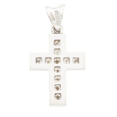 Lot 167 - An 18ct gold diamond cross pendant