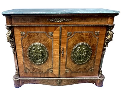 Lot 237 - A walnut pier cabinet of Louis XVI design,...