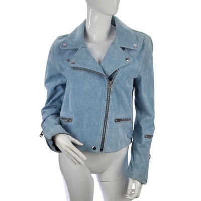 Lot 303 - Coach, a blue suede biker jacket, featuring an...