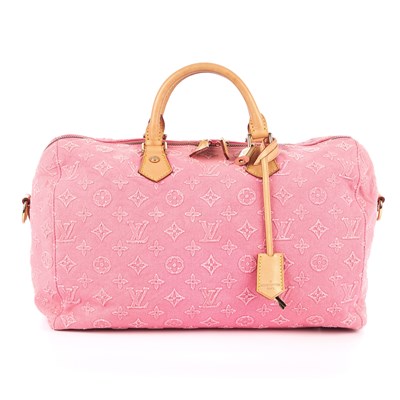 Lot 335 - Louis Vuitton, a pink stone Speedy Bandouliere...