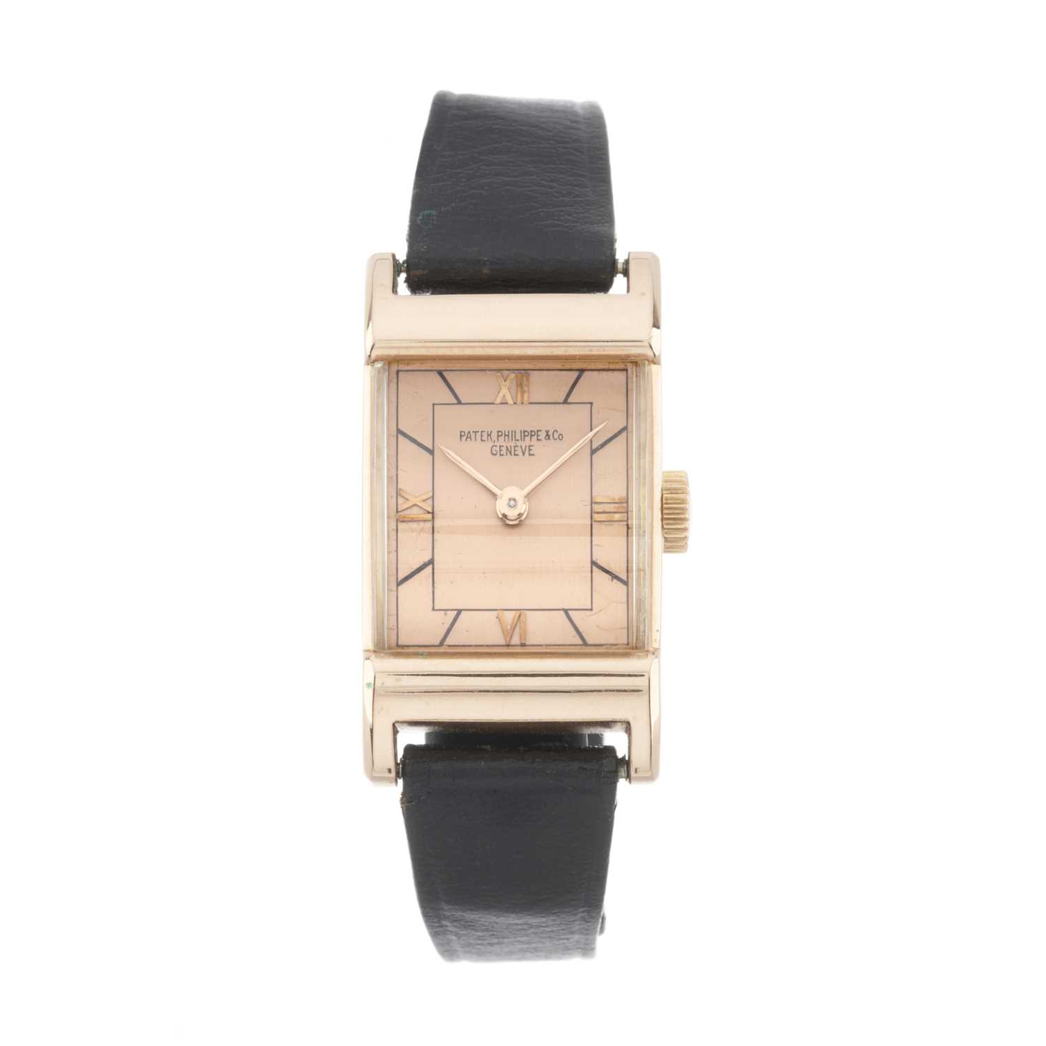 254 - Patek Philippe, a rose metal wrist watch
