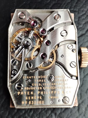 Lot 254 - Patek Philippe, a rose metal wrist watch