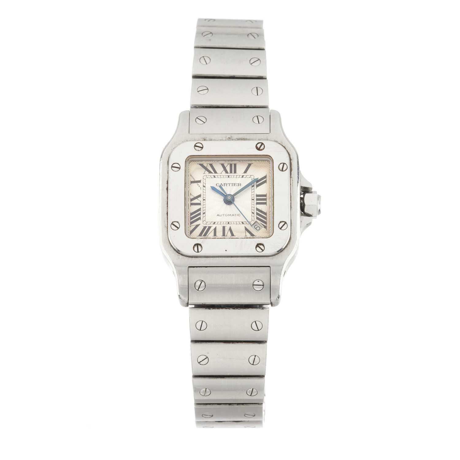 Lot 221 - Cartier, a stainless steel Santos Galbée bracelet watch