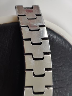 Lot 221 - Cartier, a stainless steel Santos Galbée bracelet watch