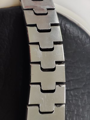 Lot 221 - Cartier, a stainless steel Santos Galbée bracelet watch