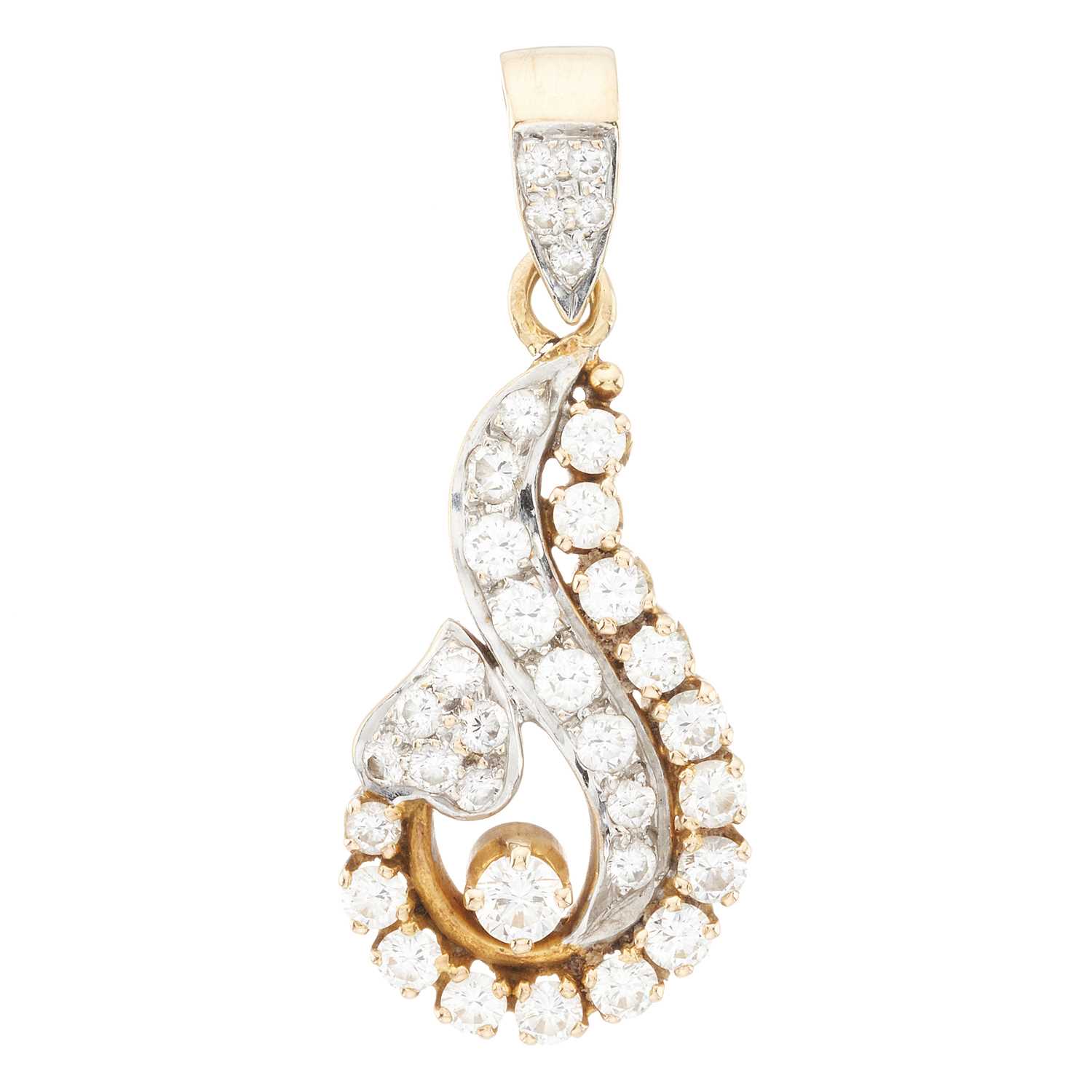 Lot 163 - An 18ct gold diamond swirl pendant