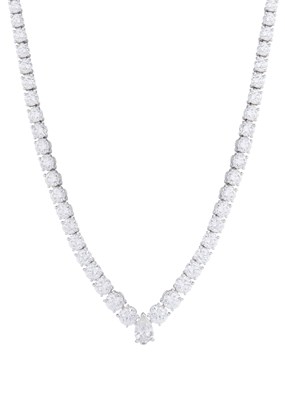 Lot 143 - Cartier, a magnificent platinum diamond Essential Lines riviere necklace